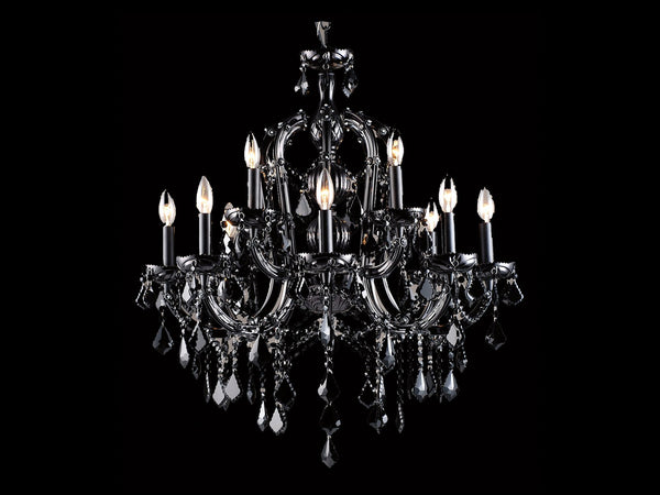 Avenue Lighting Onyx Ln. Collection Black 12 Light Crystal Chandelier Hanging Chandelier Black Crystal HF1039-BLK