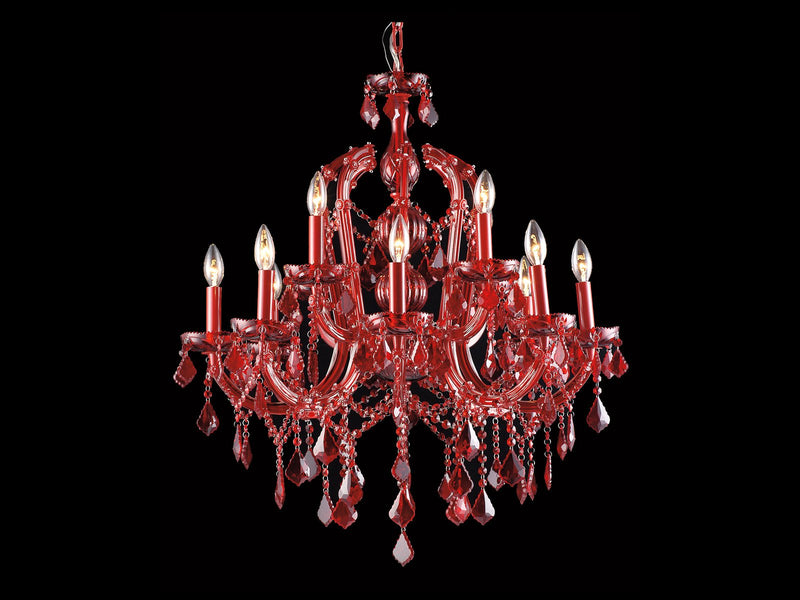 Avenue Lighting Crimson Blvd. Collection Red 12 Light Crystal Chandelier Hanging Chandelier Red Crystal HF1039-RED
