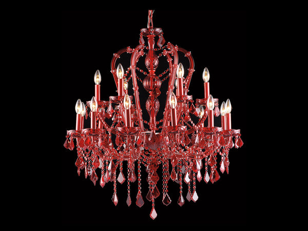 Avenue Lighting Crimson Blvd. Collection Red 18 Light Crytal Chandelier Hanging Chandelier Red Crystal HF1040-RED
