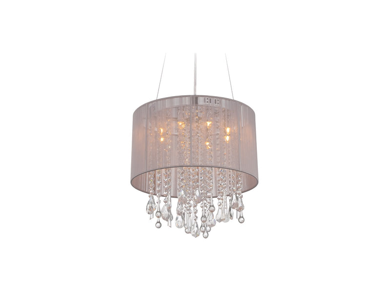 Avenue Lighting Beverly Dr. Collection Round Taupe Silk String Shade And Crystal Dual Mount Dual Mount/Flush & Hanging Taupe Silk String HF1501-TP