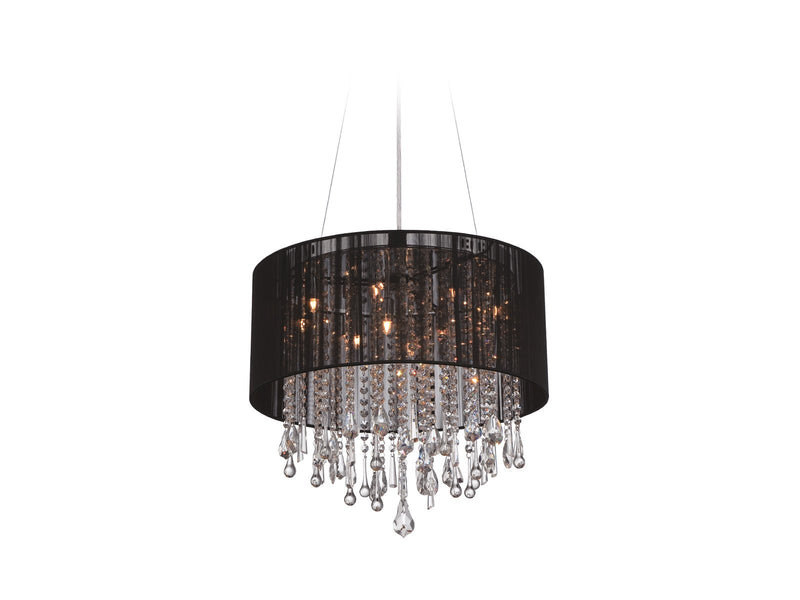 Avenue Lighting Beverly Dr. Collection Round Black Silk String Shade And Crystal Dual Mount Dual Mount/Flush & Hanging Black Silk String HF1502-BLK
