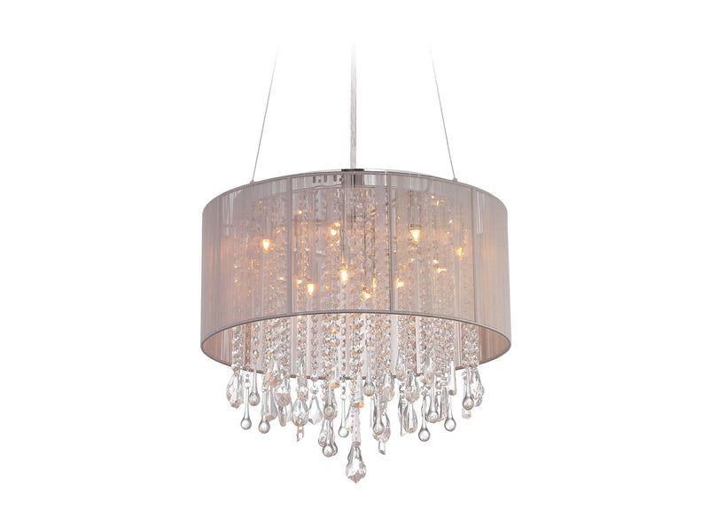Avenue Lighting Beverly Dr. Collection Round Taupe Silk String Shade And Crystal Dual Mount Dual Mount/Flush & Hanging Taupe Silk String HF1502-TP