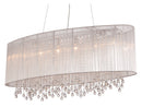 Avenue Lighting Beverly Dr. Collection Oval Silver Silk String Shade And Crystal Dual Mount Hanging Chandelier Silver Silk String HF1503-SLV