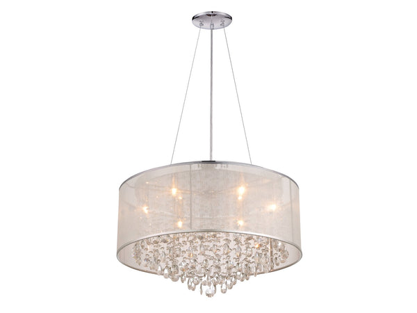 Avenue Lighting Riverside Dr. Collection Round Silver Organza Silk Shade And Crystal Dual Mount Dual Mount/Flush & Hanging Silver Organza Silk  HF1505-SLV