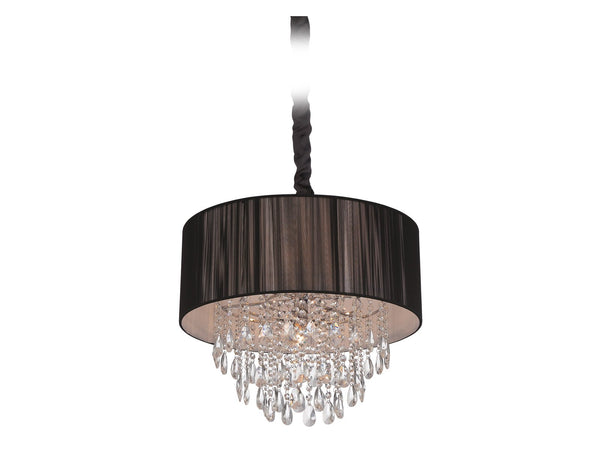 Avenue Lighting Vineland Ave. Collection Black Lined Silk String Shade And Crystal Hanging Fixture Hanging Chandelier Black Silk String HF1506-BLK