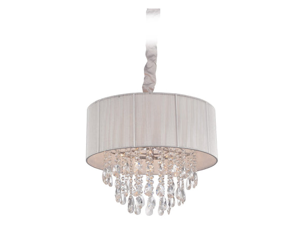 Avenue Lighting Vineland Ave. Collection Silver Lined Silk String Shade And Crystal Hanging Fixture Hanging Chandelier Silver Silk String HF1506-SLV