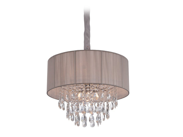 Avenue Lighting Vineland Ave. Collection Taupe Lined Silk String Shade And Crystal Hanging Fixture Hanging Chandelier Taupe Silk String HF1506-TP