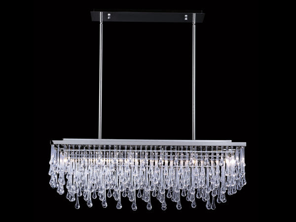 Avenue Lighting Hollywood Blvd. Collection Polished Nickel And Tear Drop Crystal Rectangle Hanging Fixture Hanging Chandelier Polish Nickel / Clear Glass Tear Drops HF1807-PN