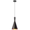 Dainolite 1 Light Incan Pendant Black with Gold Pebbled Interior HKI-81P-BK