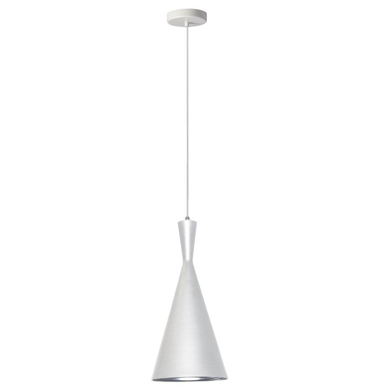 Dainolite 1 Light Incan Pendant White with Silver Pebbled Interior HKI-81P-WH