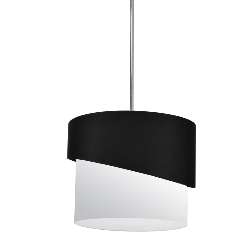 Dainolite 1 Light Jazlynn Pendant, Black/White Shade with 790 Diffuser JAZ141-PC-797-790