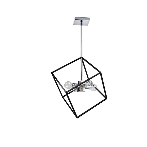 Dainolite 4 Light Pendant, Polished Chrome and Matte Black Finish KAP-144P-PC-MB