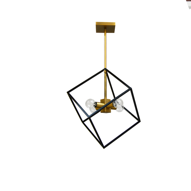 Dainolite 4 Light Pendant, Vintage Bronze and Matte Black Finish KAP-144P-VB-MB