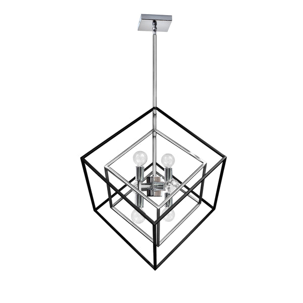 Dainolite 6 Light Pendant, Polished Chrome and Matte Black Finish KAP-196P-PC-MB