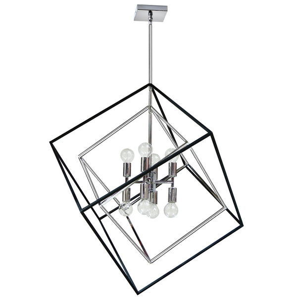 Dainolite 8 Light Pendant, Polished Chrome and Matte Black Finish KAP-278P-PC-MB