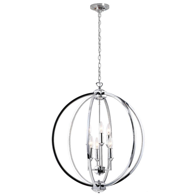 Dainolite 6 Light Fixture, Polished Chrome with Jewelled Accents KAR-246C-PC