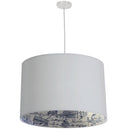 Dainolite 3 Light Drum Pendant, White with White /Silver/Amour Shade KAT-241P-WH-AMOUR