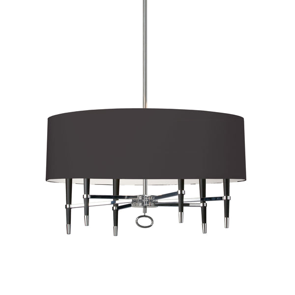 Dainolite 6 Light Incandescent Chandelier, Polished Chrome with Black Shade LAN-246C-PC-BK