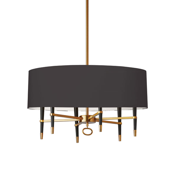 Dainolite 6 Light Incandescent Chandelier, Vintage Bronze with Black Shade LAN-246C-VB-BK