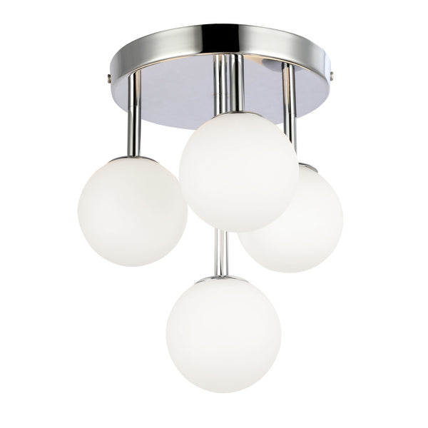 Dainolite 4 Light Flush Mount, Polished Chrome with Opal Glass MGL-94FH-PC