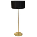 Dainolite 1 Light Drum Floor Lamp with Black Shade Aged Brass MM221F-AGB-797