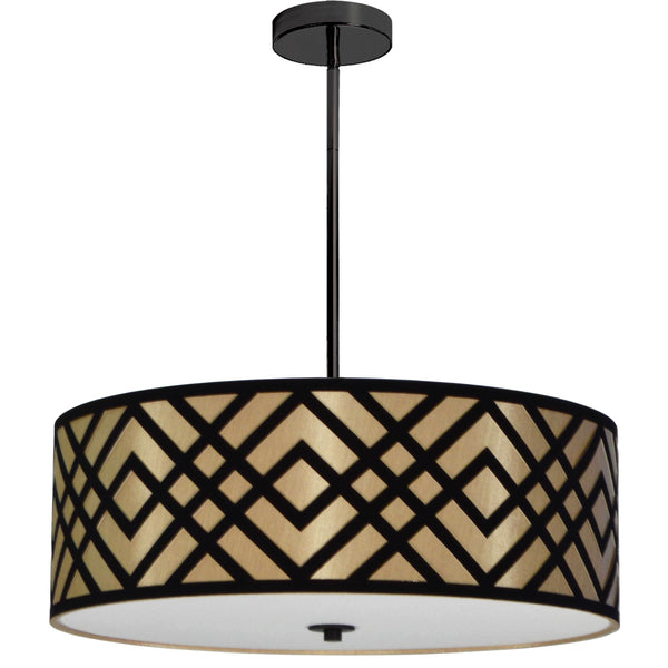 Dainolite 4 Light Pendant, Black/Gold Shade MON-244P-PC-GBK