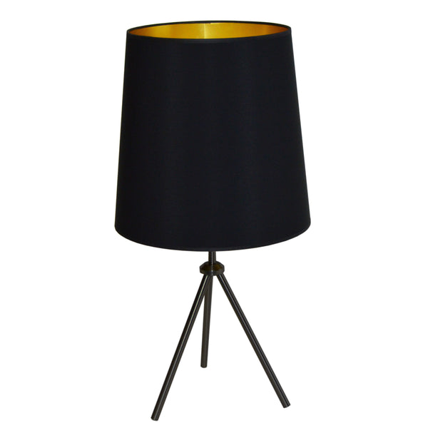 Dainolite 1 Light 3 Leg Drum Table Fixture with Black/Gold Shade OD3T-L-698-MB