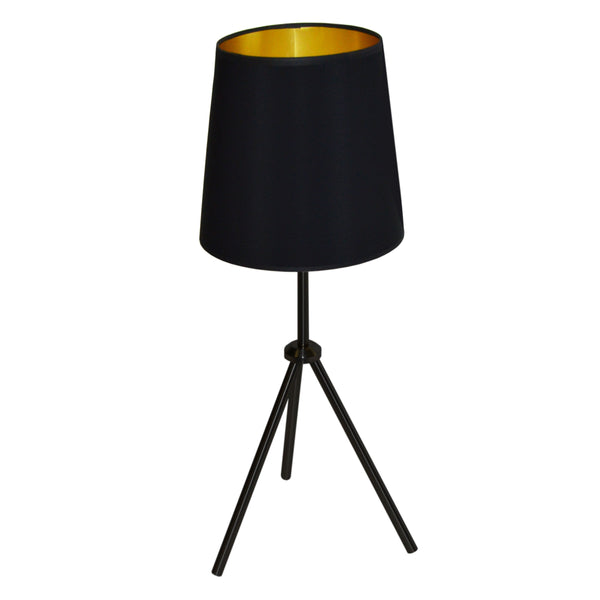 Dainolite 1 Light 3 Leg Drum Table Fixture with Black/Gold Shade OD3T-S-698-MB