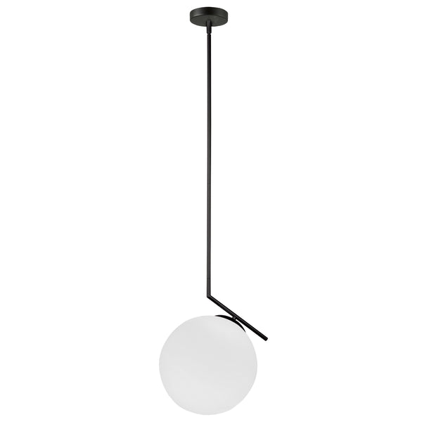 Dainolite 1 Light Pendant, Matte Black finish with Opal Glass ORN-141P-MB