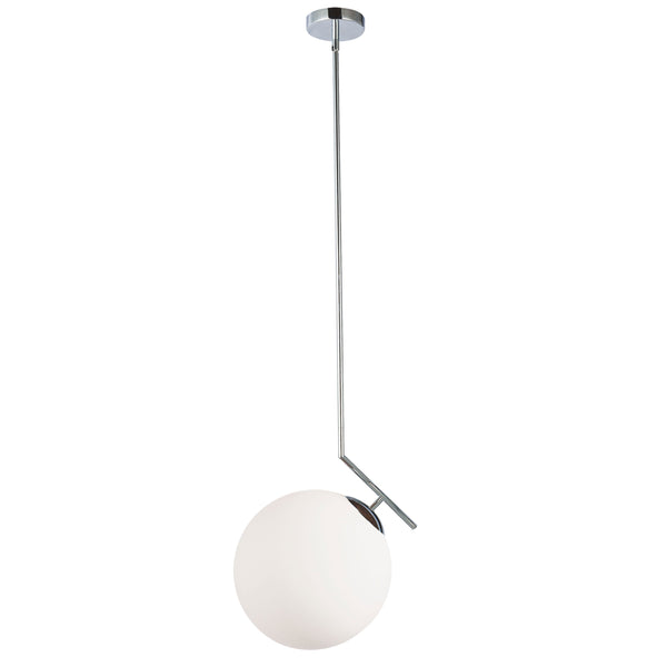 Dainolite 1 Light Incand White Glass Pendant, Polished Chrome Finish ORN-141P-PC-WH