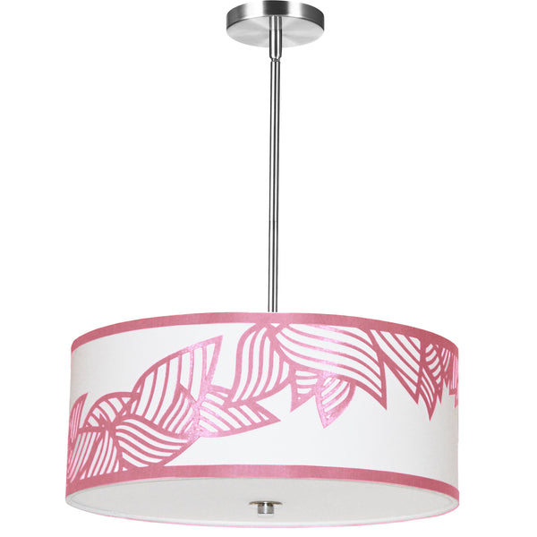 Dainolite 4 Light Pendant Polished Chrome Pink and White Shade SOP-194P-PC-PNK