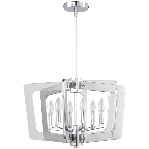 Dainolite 6 Light Chandelier, Polished Chrome Finish SWR-206C-PC