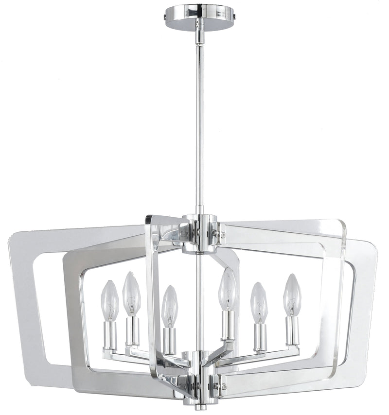 Dainolite 6 Light Chandelier, Polished Chrome Finish SWR-266C-PC