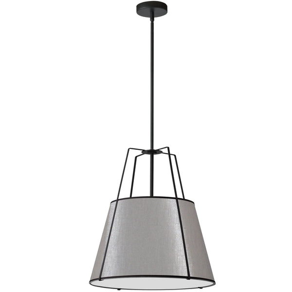 Dainolite 1 Light Trapezoid Pendant Black/Grey Shade with 790 Diffuser TRA-1P-BK-GRY