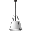 Dainolite 1 Light Trapezoid Pendant Black White Shade with Diffuser TRA-1P-BK-WH