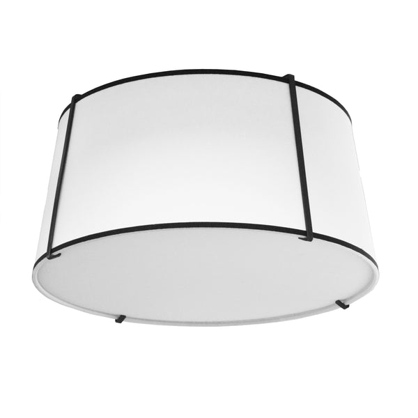 Dainolite 3 Light Trapezoid Flush-Mount Black White Shade with Diffuser TRA-3FH-BK-WH