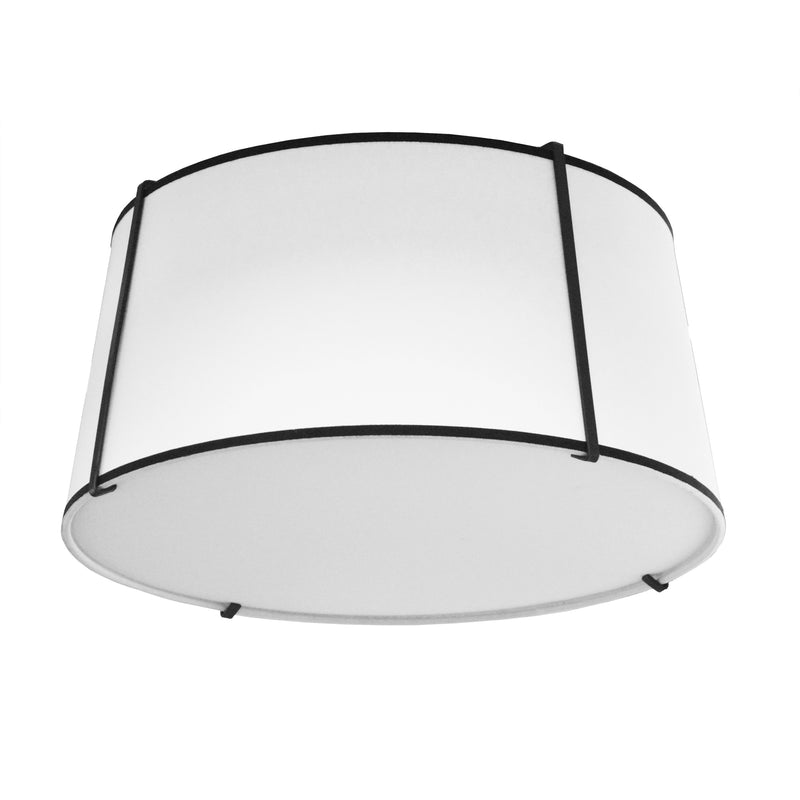 Dainolite 3 Light Trapezoid Flush-Mount Black White Shade with Diffuser TRA-3FH-BK-WH