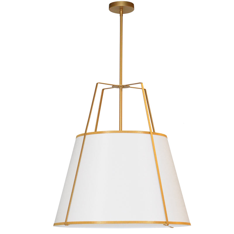 Dainolite 3 Light Trapezoid Pendant Gold/ White Shade with 790 Diffuser TRA-3P-GLD-WH