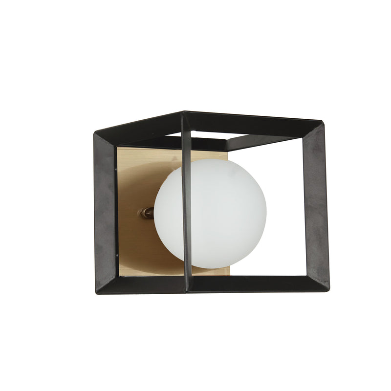 Dainolite 1 Light Halogen Wall Sconce Black and Aged Brass V166-1W-BK-AGB