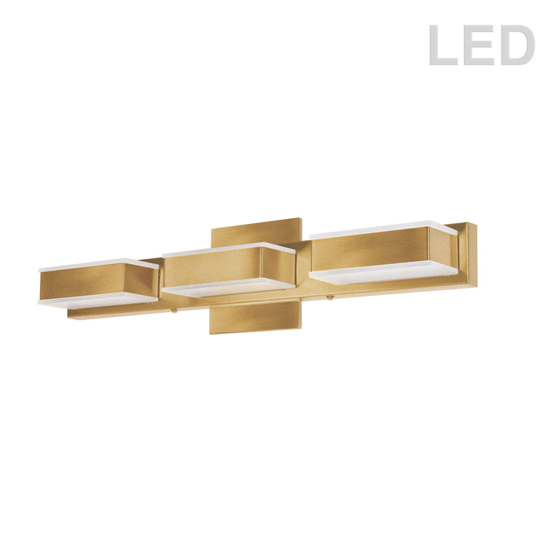 Dainolite 15W LED Wall Vanity, Aged Brass Finish VLD-215-3W-GLD