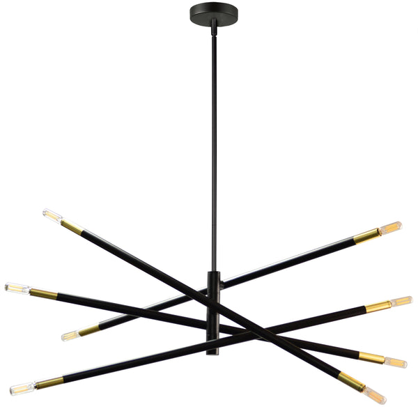 Dainolite 8 Light Pendant, Matte Black and Aged Brass Finish WAN-408P-MB-AGB