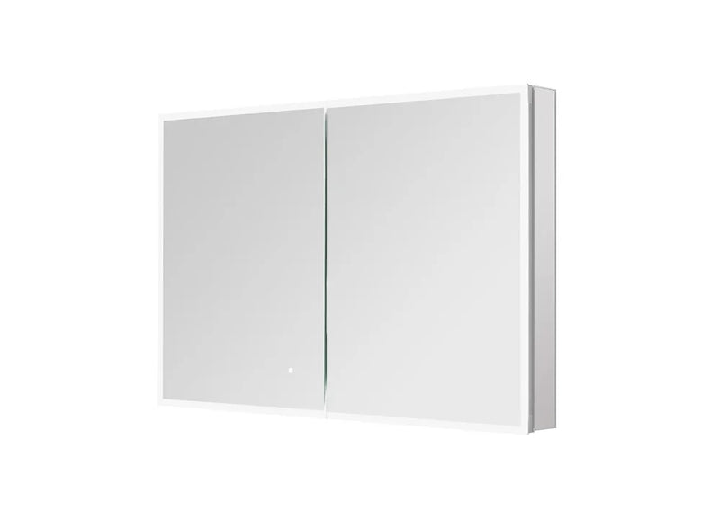 Aquadom Edge Royale LED Medicine Mirror Cabinet Recessed or Surface Mounted Defogger Dimmer LED 3X Makeup Mirror Electrical Outlets ER-4832