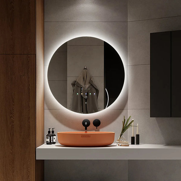 Aquadom AQUADOM Image Round Smart LED Lighted Bathroom Mirrors with Built-in TVs Android Support Google Play Bluetooth Connected IR-24