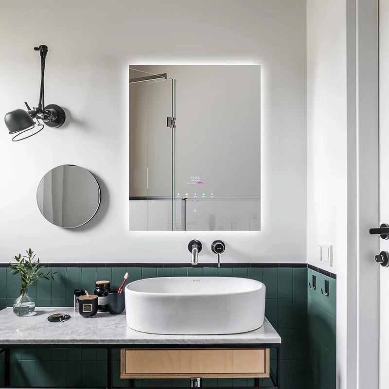 Aquadom Image Smart LED Lighted Bathroom Mirrors with Built-in TVs Android Support Google Play Bluetooth Connected I-2432
