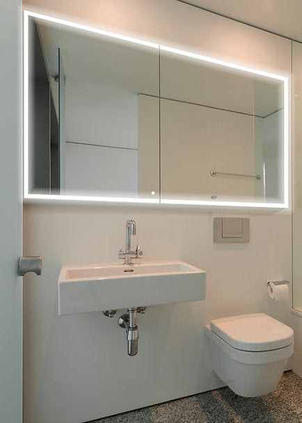 Aquadom Edge Royale LED Medicine Mirror Cabinet Recessed or Surface Mounted Defogger Dimmer LED 3X Makeup Mirror Electrical Outlets ER-3032