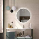 Aquadom Image Round Smart LED Lighted Bathroom Mirrors with Built-in TVs Android Support Google Play Bluetooth Connected IR-24