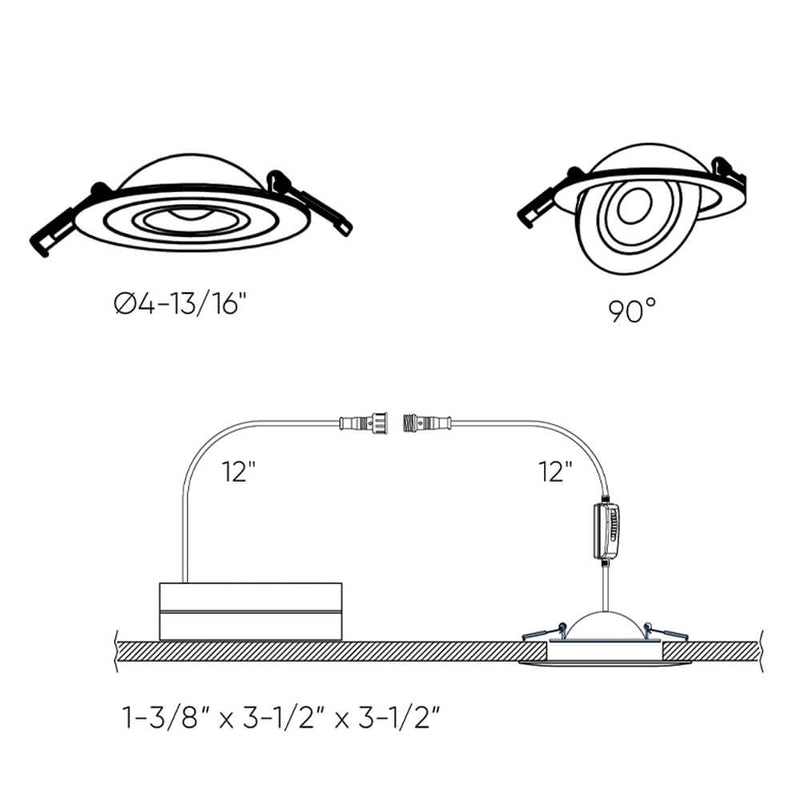 Dals Lighting 4" Flat Recessed LED Gimbal Light FGM4-CC-WH