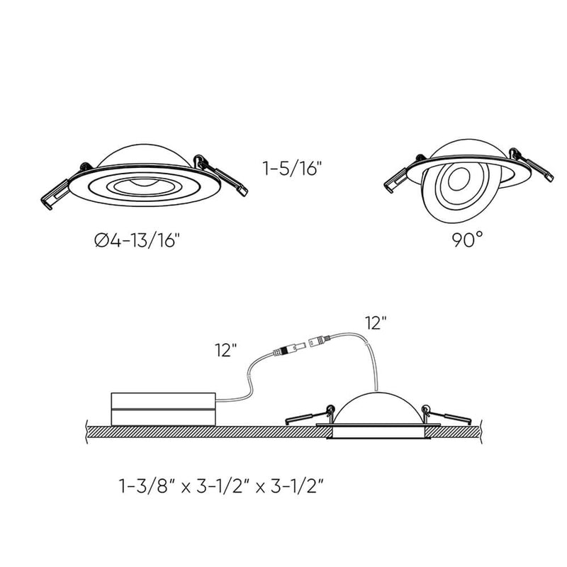 Dals Lighting 4" Flat Recessed LED Gimbal Light FGM4-3K-WH