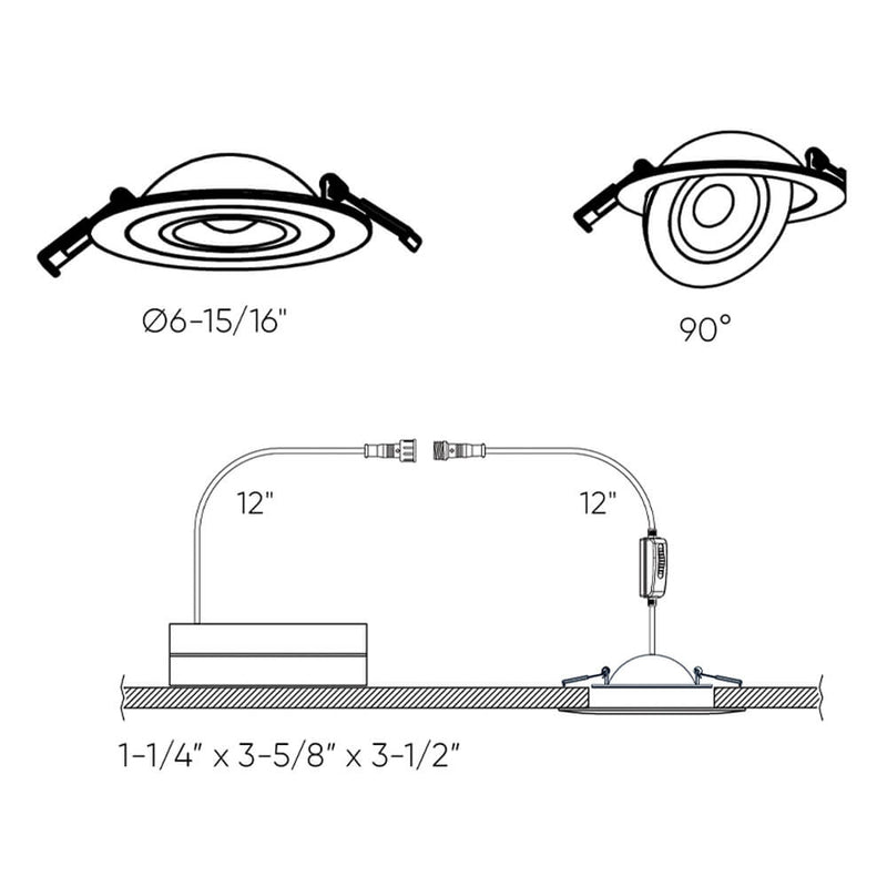 Dals Lighting 4" Flat Recessed LED Gimbal Light FGM6-CC-BK