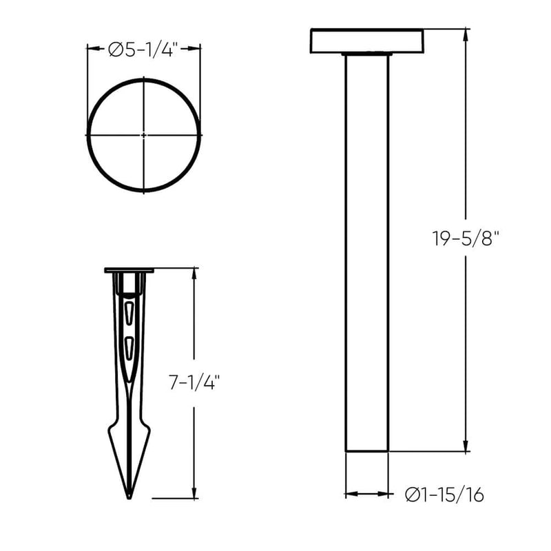 Dals Lighting Pathlight Round Top 20" LPP20-3K-BK